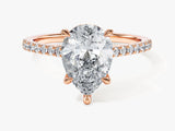 Pear Cut Moissanite Engagement Ring with Pave Set Side Stones (2.00 CT)