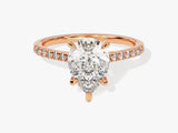 Pear Cut Diamond Engagement Ring with Pave Set Side Stones (2.00 CT)
