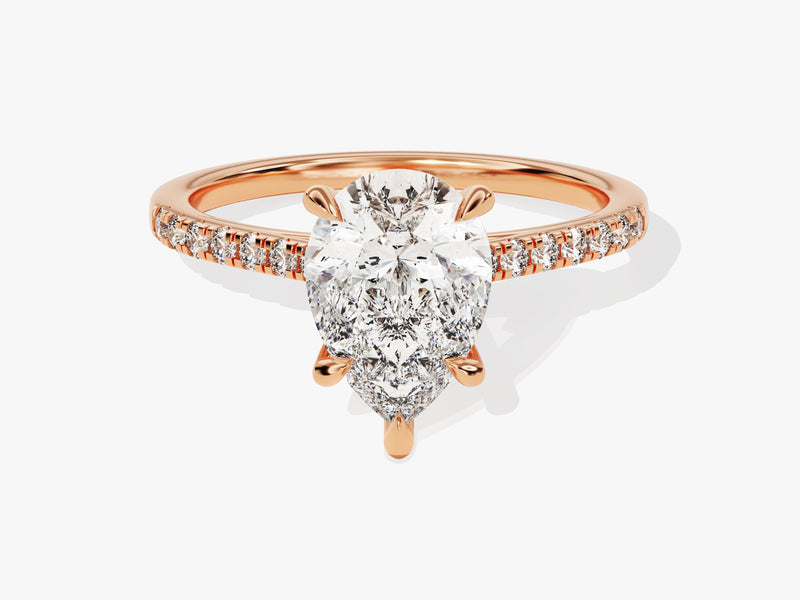 Pear Cut Diamond Engagement Ring with Pave Set Side Stones (2.00 CT)