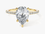 Pear Cut Moissanite Engagement Ring with Pave Set Side Stones (2.00 CT)