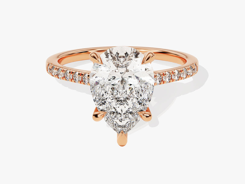 Pear Cut Diamond Engagement Ring with Pave Set Side Stones (3.00 CT)