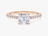 Asscher Cut Lab Grown Diamond Engagement Ring with Pave Set Side Stones (1.00 CT)