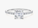 Asscher Cut Lab Grown Diamond Engagement Ring with Pave Set Side Stones (1.00 CT)