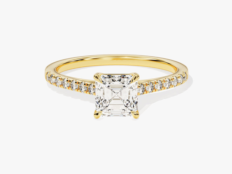Asscher Cut Diamond Engagement Ring with Pave Set Side Stones (1.00 CT)