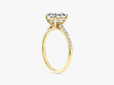 Asscher Cut Lab Grown Diamond Engagement Ring with Pave Set Side Stones (1.50 CT)