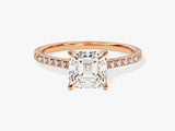 Asscher Cut Moissanite Engagement Ring with Pave Set Side Stones (1.50 CT)