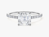 Asscher Cut Lab Grown Diamond Engagement Ring with Pave Set Side Stones (1.50 CT)