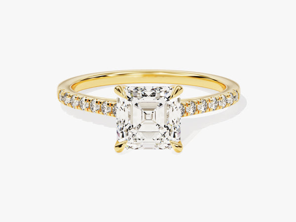 Asscher Cut Diamond Engagement Ring with Pave Set Side Stones (1.50 CT)