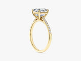 Asscher Cut Lab Grown Diamond Engagement Ring with Pave Set Side Stones (2.00 CT)