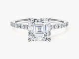 Asscher Cut Lab Grown Diamond Engagement Ring with Pave Set Side Stones (2.00 CT)