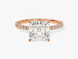 Asscher Cut Diamond Engagement Ring with Pave Set Side Stones (3.00 CT)