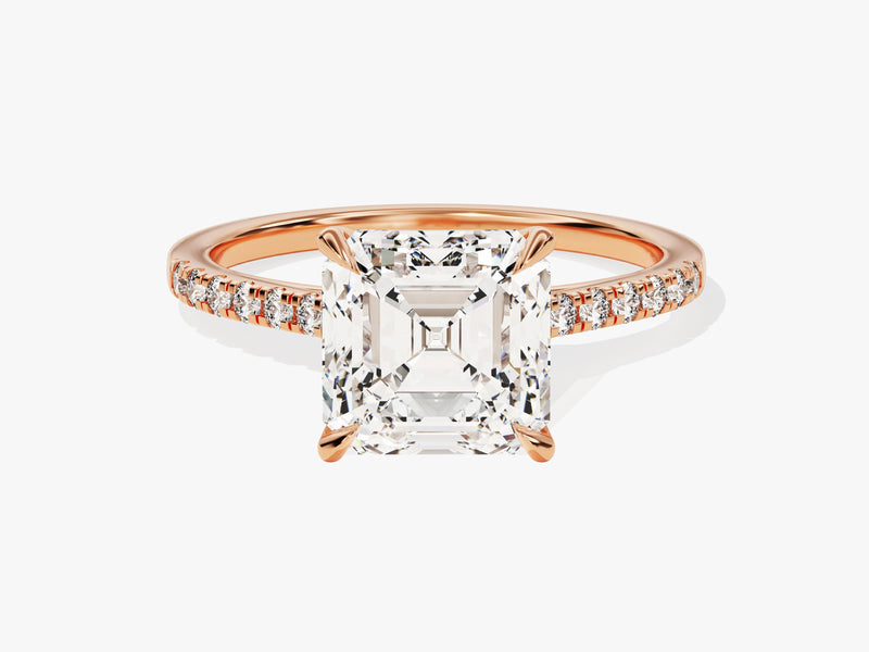 Asscher Cut Diamond Engagement Ring with Pave Set Side Stones (3.00 CT)