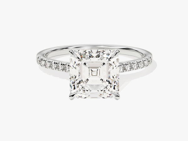 Asscher Cut Diamond Engagement Ring with Pave Set Side Stones (3.00 CT)