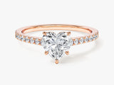 Heart Cut Moissanite Engagement Ring with Pave Set Side Stones (1.00 CT)