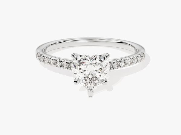 Heart Cut Lab Grown Diamond Engagement Ring with Pave Set Side Stones (1.00 CT)