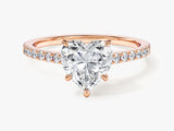 Heart Cut Moissanite Engagement Ring with Pave Set Side Stones (1.50 CT)