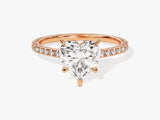 Heart Cut Moissanite Engagement Ring with Pave Set Side Stones (2.00 CT)