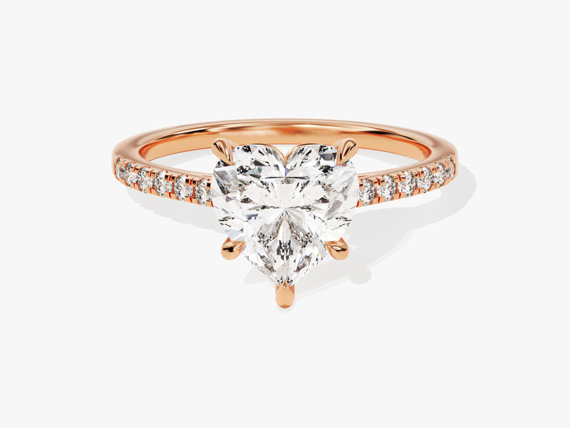 Heart Cut Moissanite Engagement Ring with Pave Set Side Stones (2.00 CT)