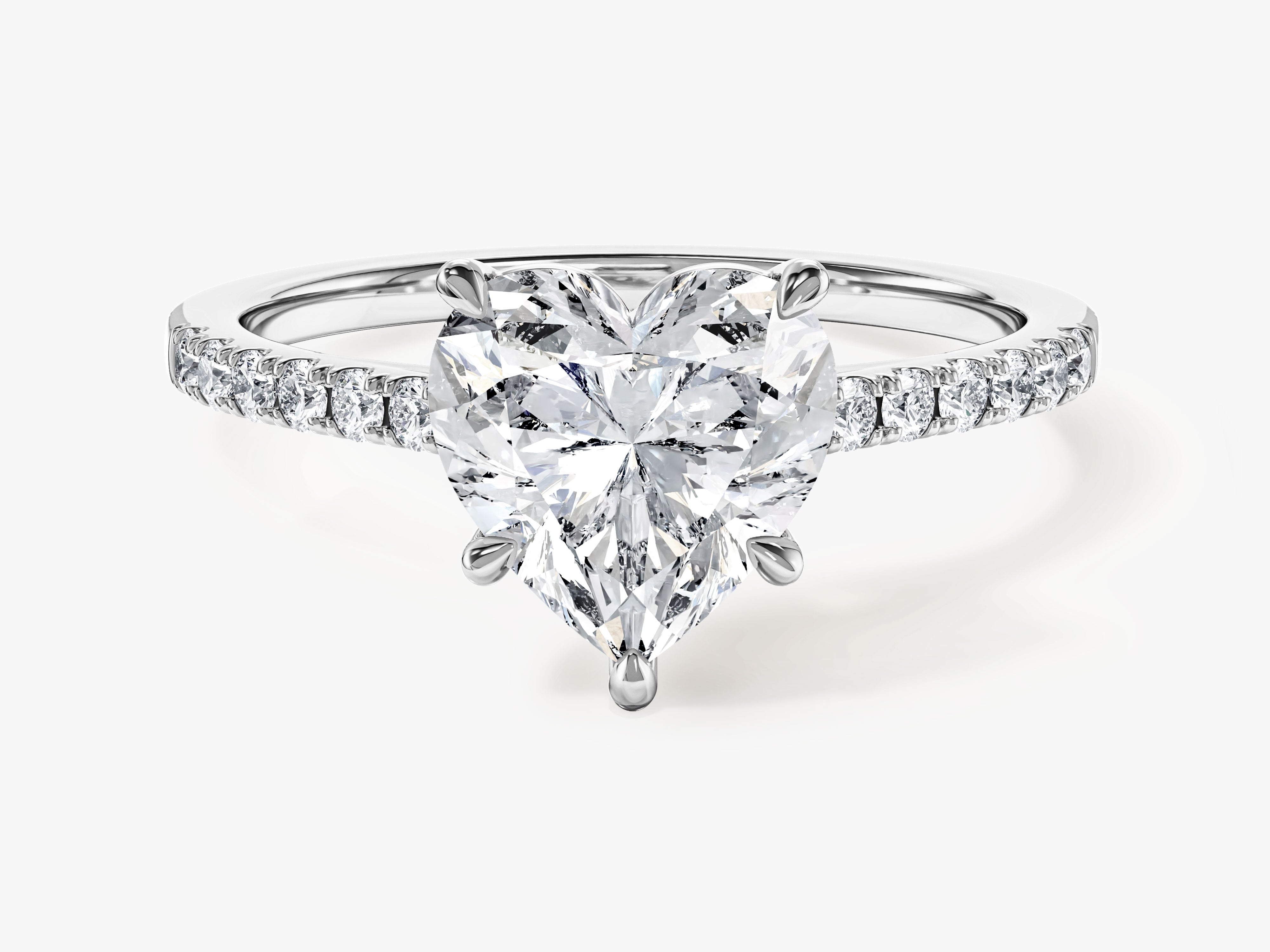 Heart Cut Moissanite Engagement Ring with Pave Set Side Stones (2.00 CT)
