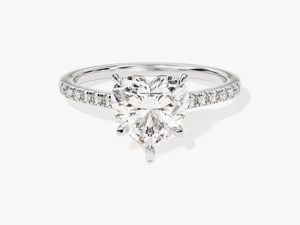 Heart Cut Moissanite Engagement Ring with Pave Set Side Stones (2.00 CT)