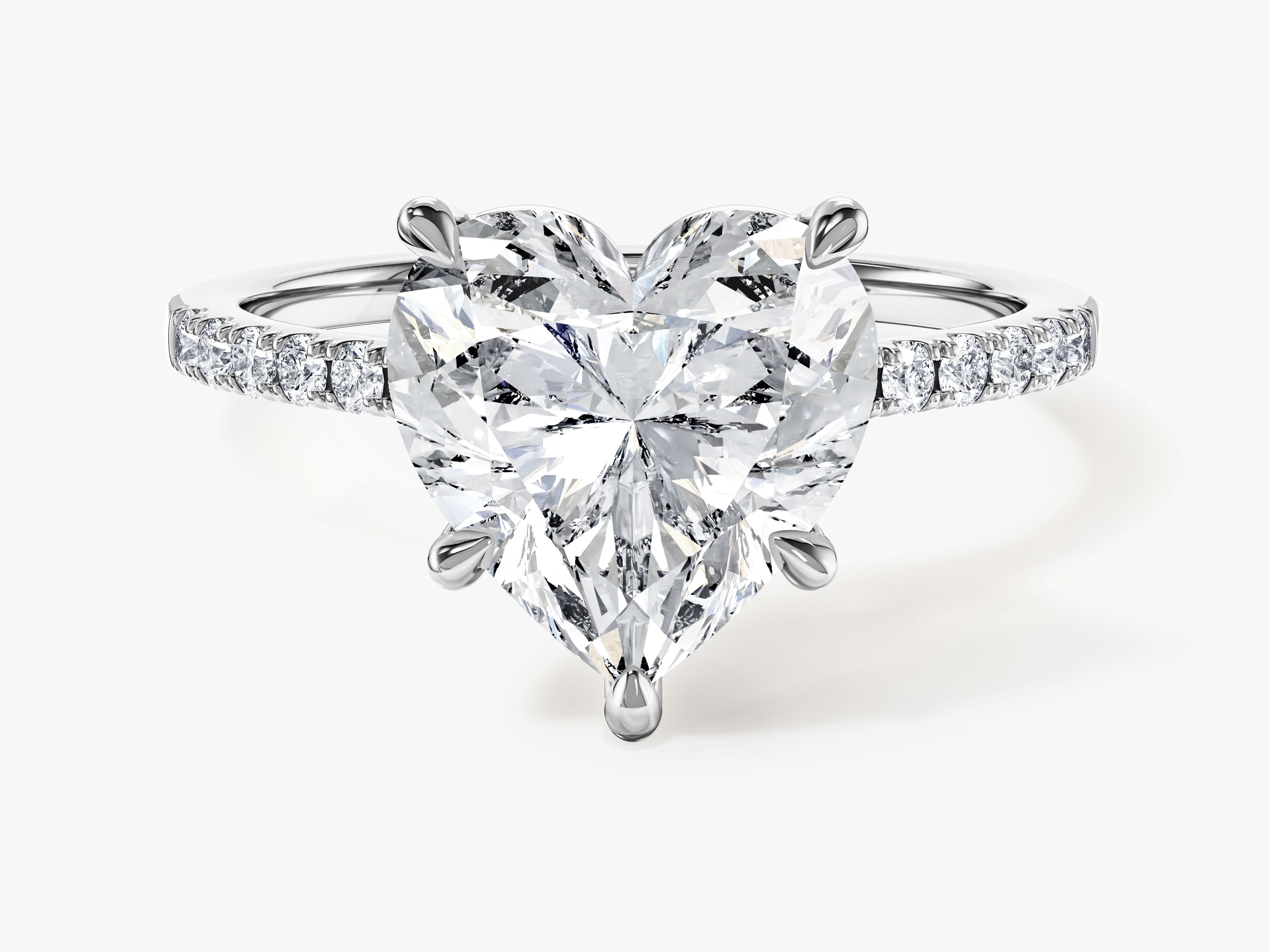 Heart Cut Moissanite Engagement Ring with Pave Set Side Stones (3.00 CT)