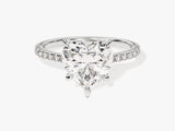Heart Cut Lab Grown Diamond Engagement Ring with Pave Set Side Stones (3.00 CT)