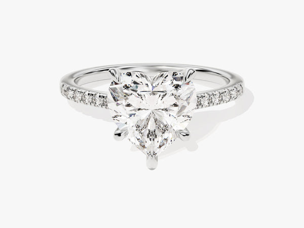 Heart Cut Diamond Engagement Ring with Pave Set Side Stones (3.00 CT)