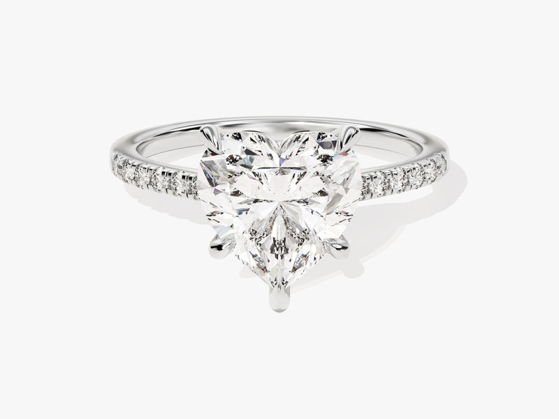 Heart Cut Diamond Engagement Ring with Pave Set Side Stones (3.00 CT)