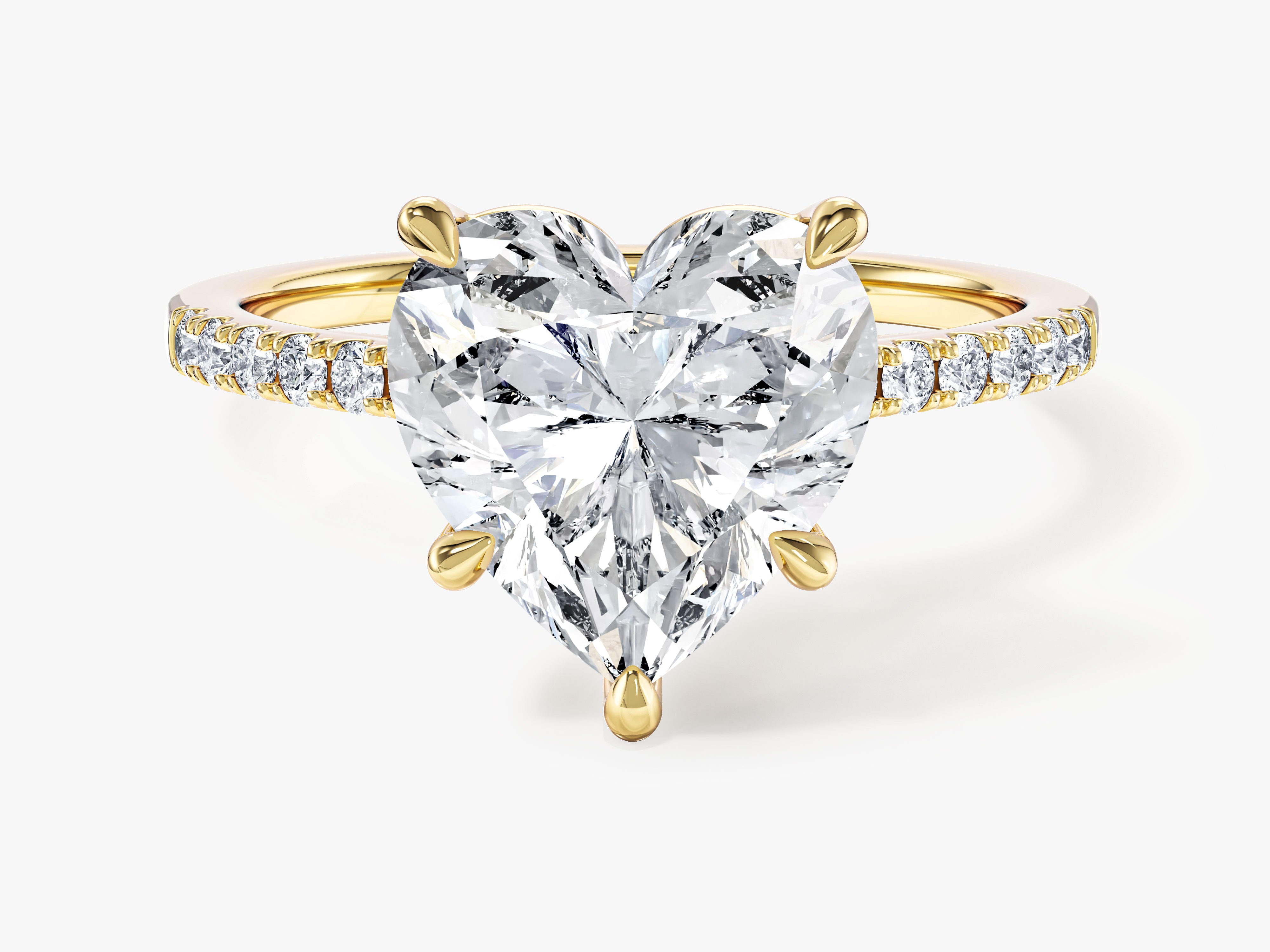 Heart Cut Lab Grown Diamond Engagement Ring with Pave Set Side Stones (3.00 CT)