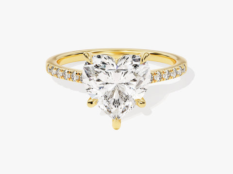 Heart Cut Moissanite Engagement Ring with Pave Set Side Stones (3.00 CT)