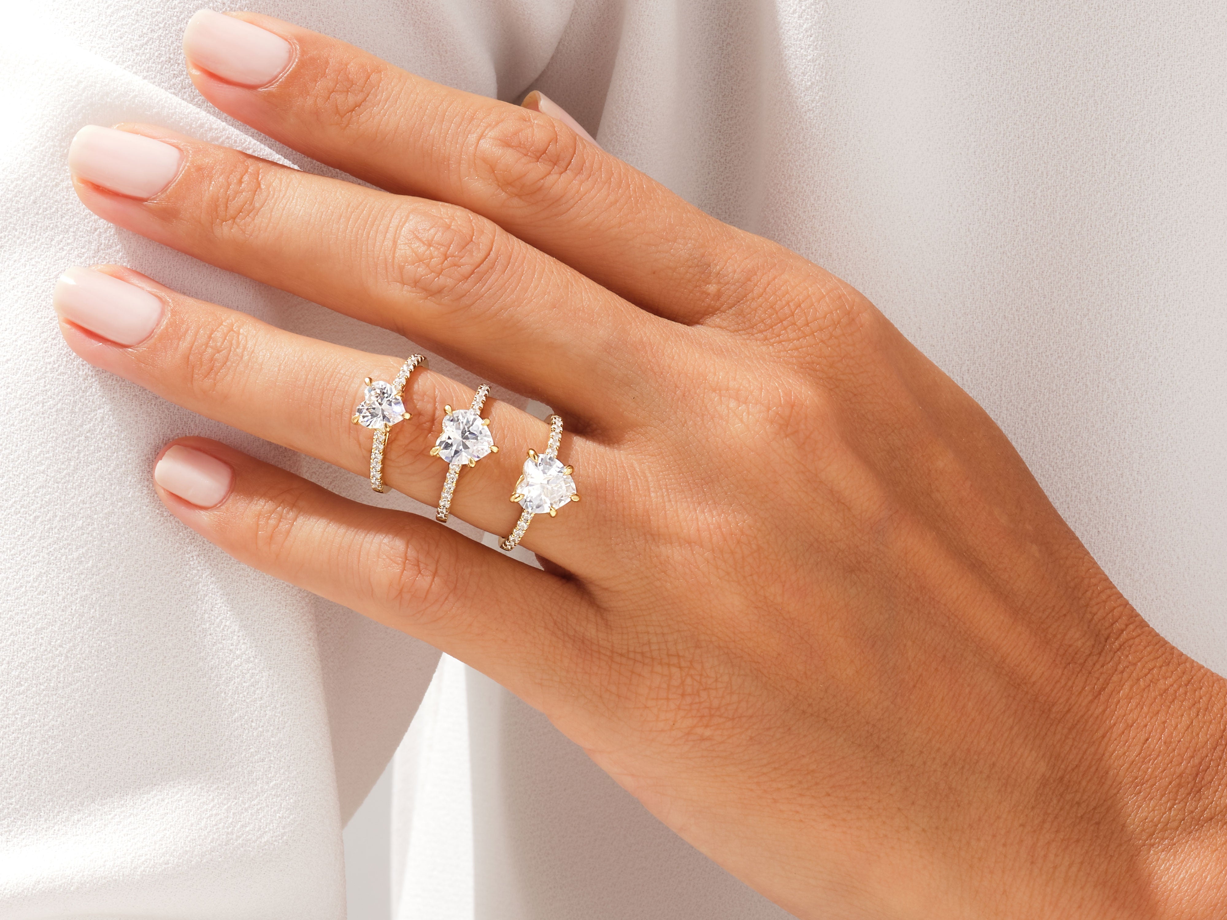 Heart Cut Moissanite Engagement Ring with Pave Set Side Stones (1.50 CT)