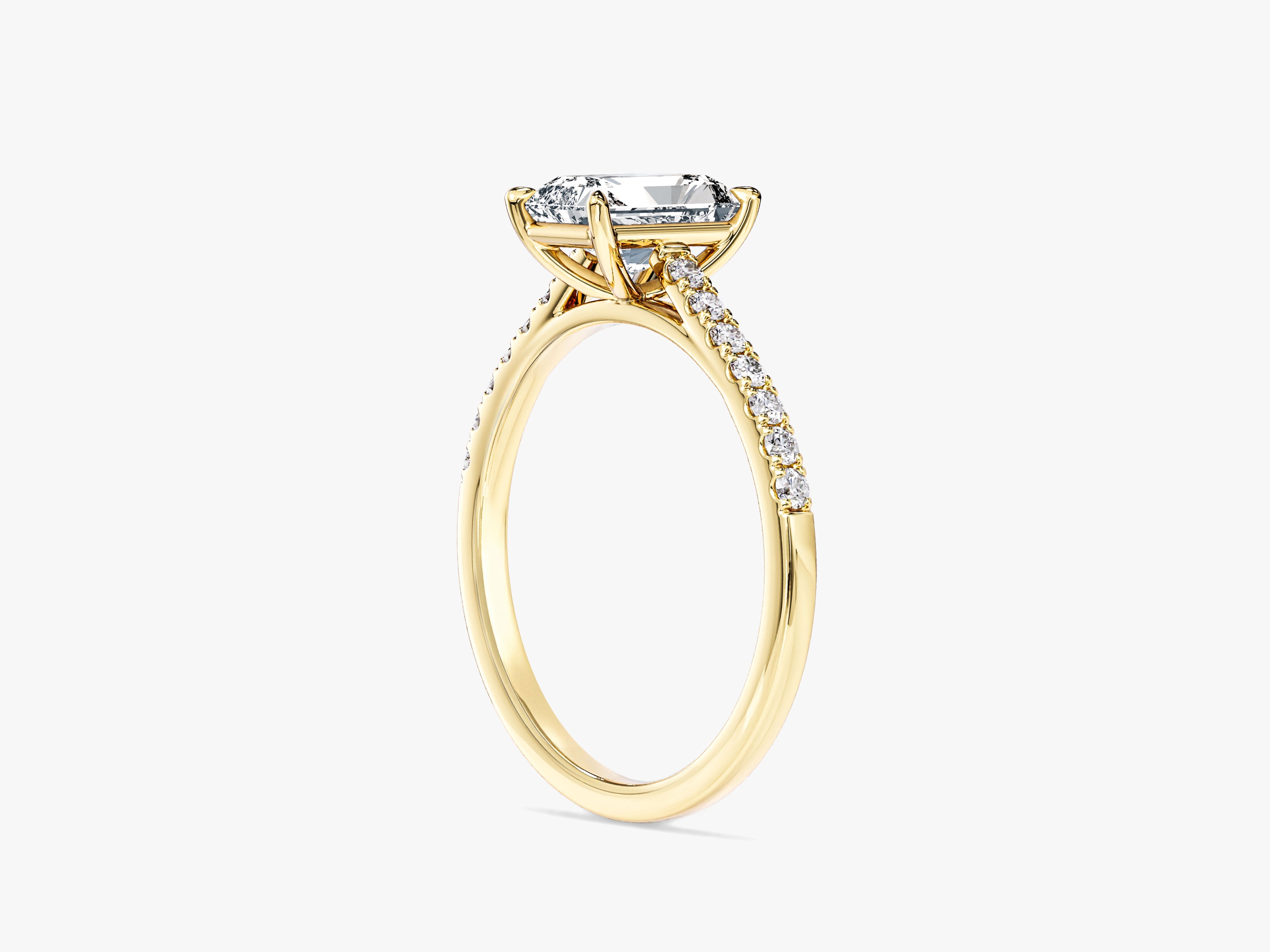 Radiant Cut Moissanite Engagement Ring with Pave Set Side Stones (1.00 CT)