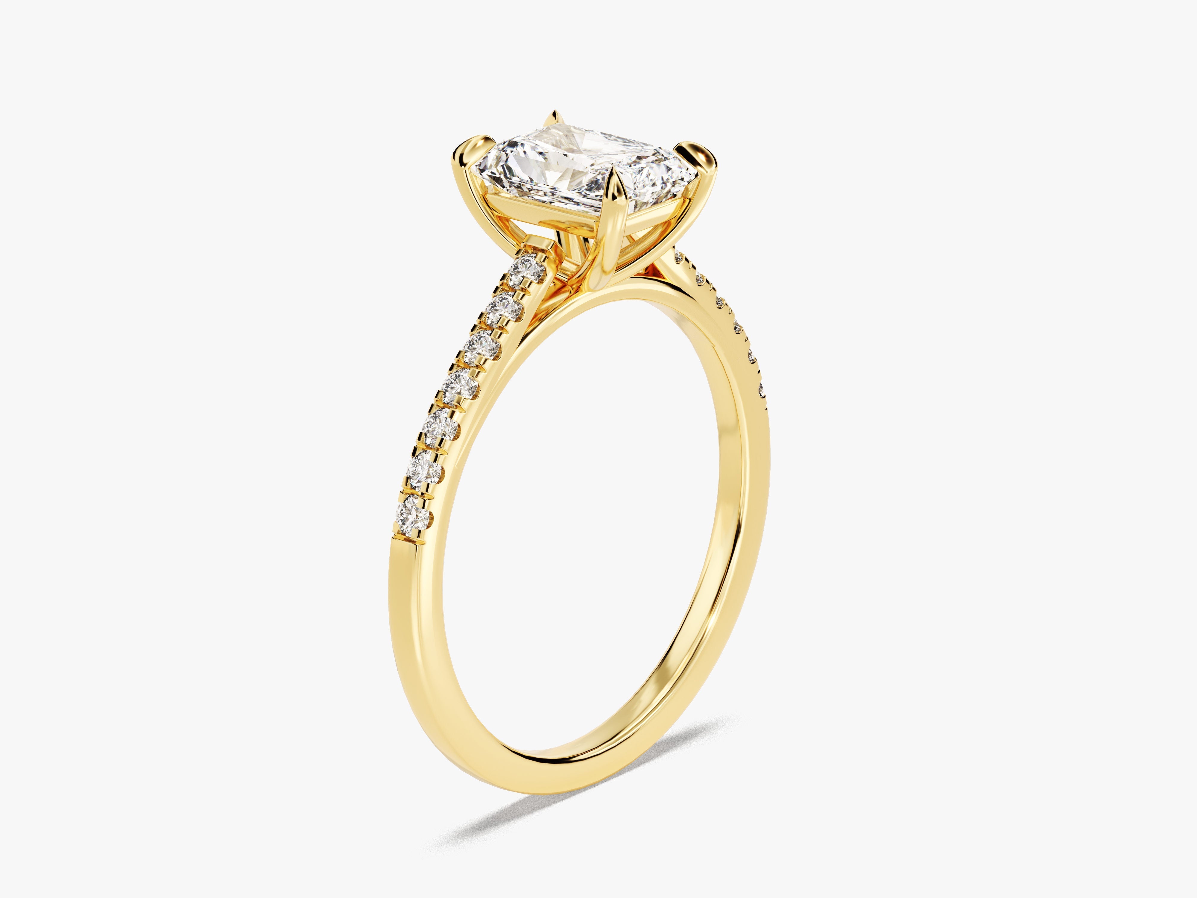 Radiant Cut Diamond Engagement Ring with Pave Set Side Stones (1.00 CT)