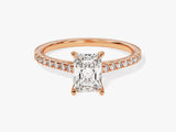 Radiant Cut Lab Grown Diamond Engagement Ring with Pave Set Side Stones (1.00 CT)