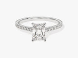 Radiant Cut Moissanite Engagement Ring with Pave Set Side Stones (1.00 CT)