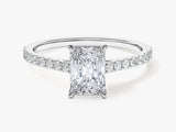 Radiant Cut Moissanite Engagement Ring with Pave Set Side Stones (1.00 CT)
