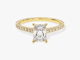 Radiant Cut Moissanite Engagement Ring with Pave Set Side Stones (1.00 CT)
