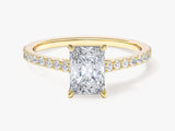 Radiant Cut Moissanite Engagement Ring with Pave Set Side Stones (1.00 CT)
