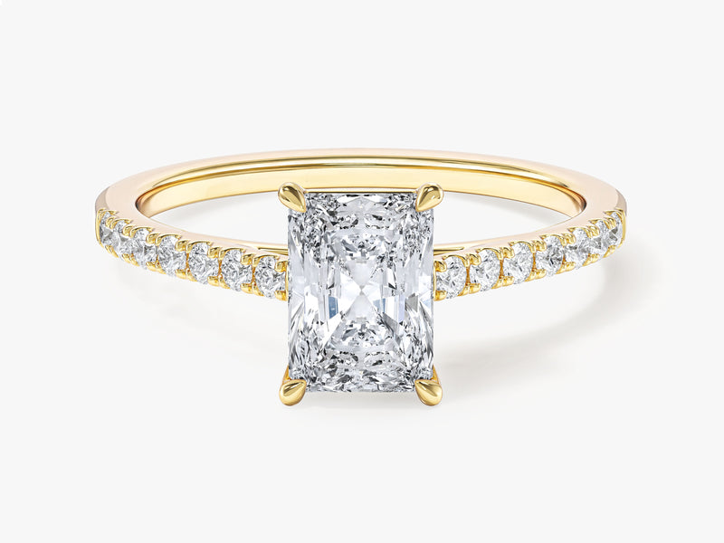 Radiant Cut Lab Grown Diamond Engagement Ring with Pave Set Side Stones (1.00 CT)