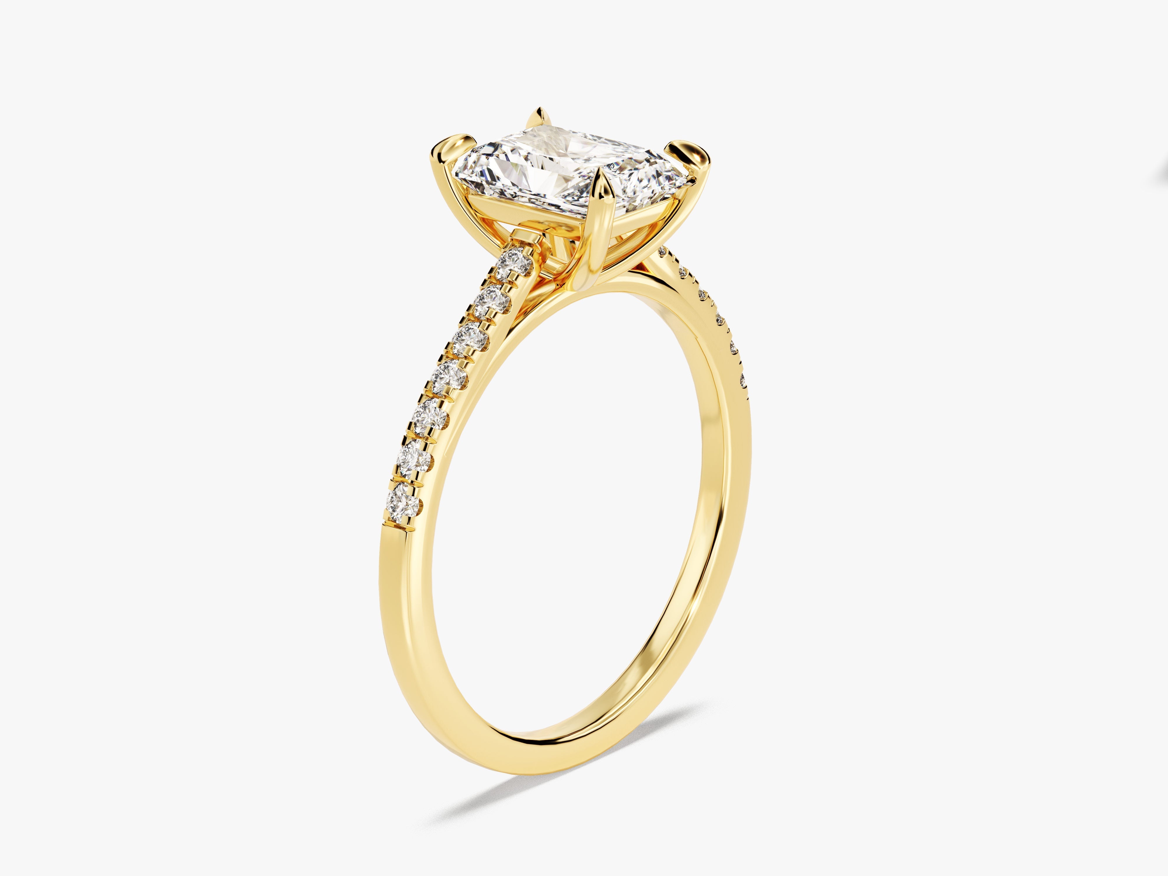 Radiant Cut Diamond Engagement Ring with Pave Set Side Stones (1.50 CT)