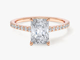 Radiant Cut Moissanite Engagement Ring with Pave Set Side Stones (1.50 CT)