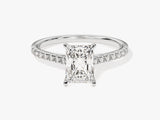 Radiant Cut Moissanite Engagement Ring with Pave Set Side Stones (1.50 CT)