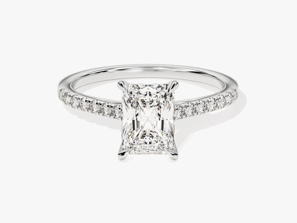 Radiant Cut Moissanite Engagement Ring with Pave Set Side Stones (1.50 CT)