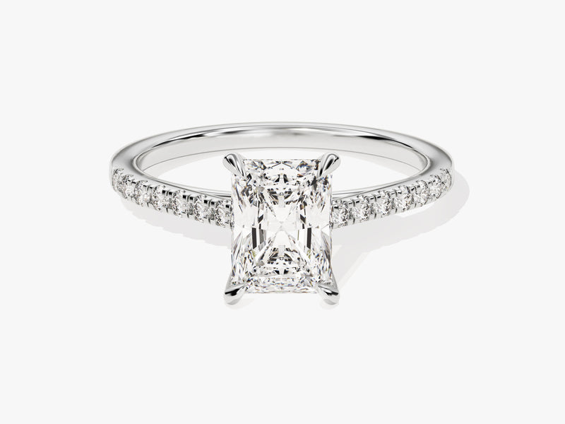 Radiant Cut Moissanite Engagement Ring with Pave Set Side Stones (1.50 CT)