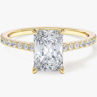 Radiant Cut Lab Grown Diamond Engagement Ring with Pave Set Side Stones (1.50 CT)