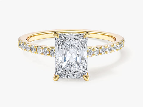 Radiant Cut Moissanite Engagement Ring with Pave Set Side Stones (1.50 CT)