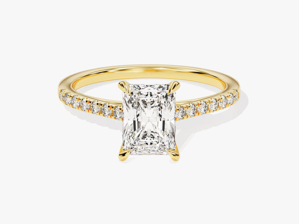 Radiant Cut Lab Grown Diamond Engagement Ring with Pave Set Side Stones (1.50 CT)