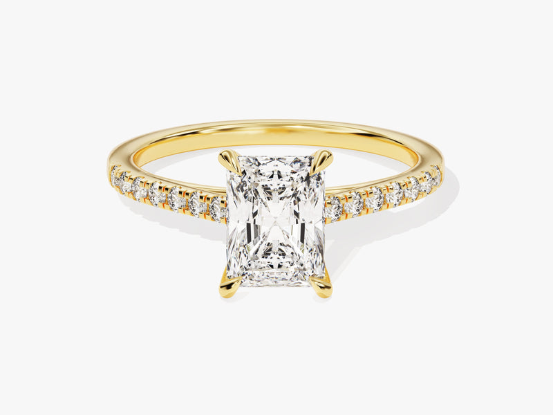 Radiant Cut Lab Grown Diamond Engagement Ring with Pave Set Side Stones (1.50 CT)