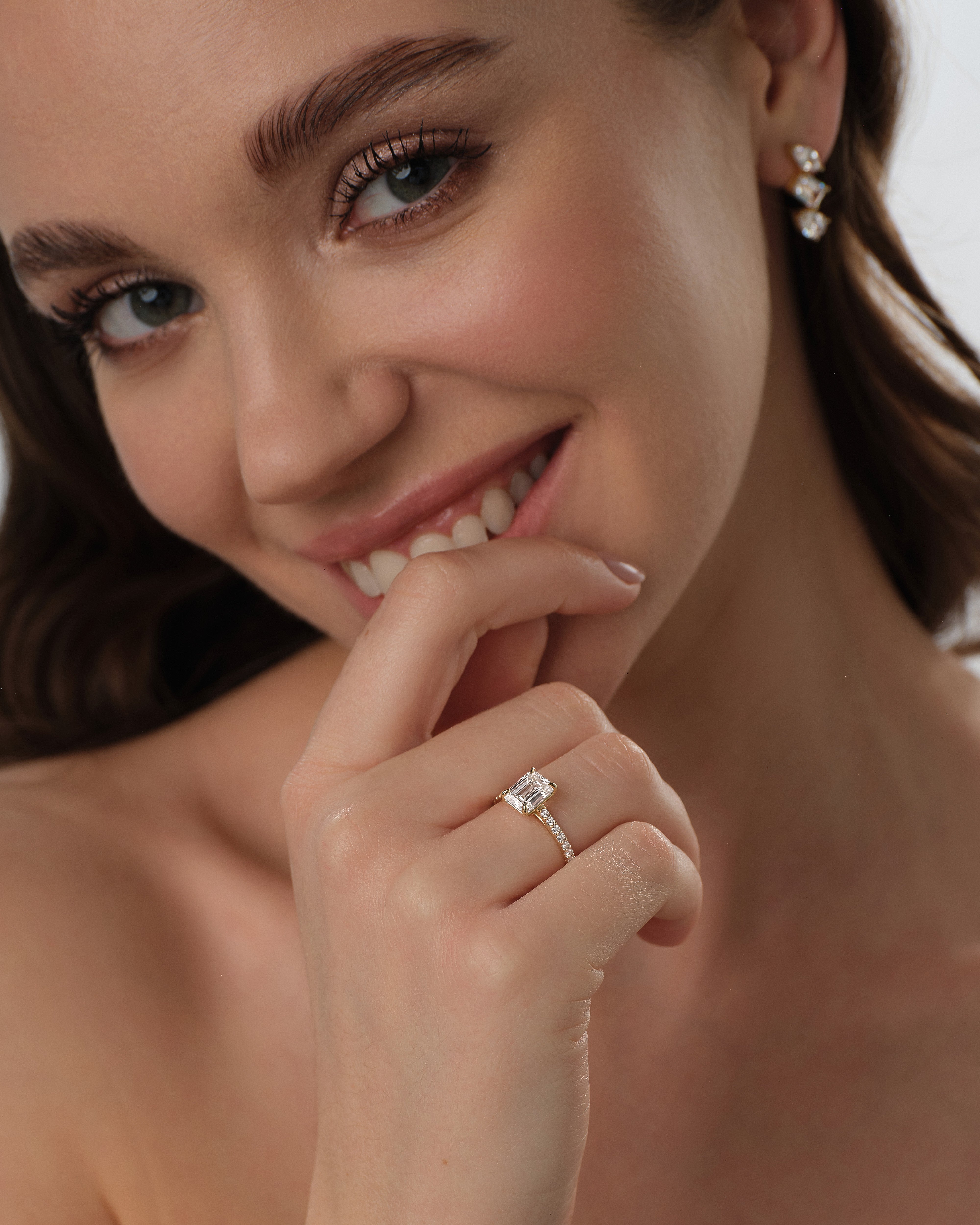 Radiant Cut Moissanite Engagement Ring with Pave Set Side Stones (1.50 CT)