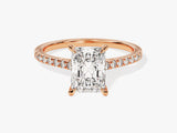 Radiant Cut Moissanite Engagement Ring with Pave Set Side Stones (3.00 CT)